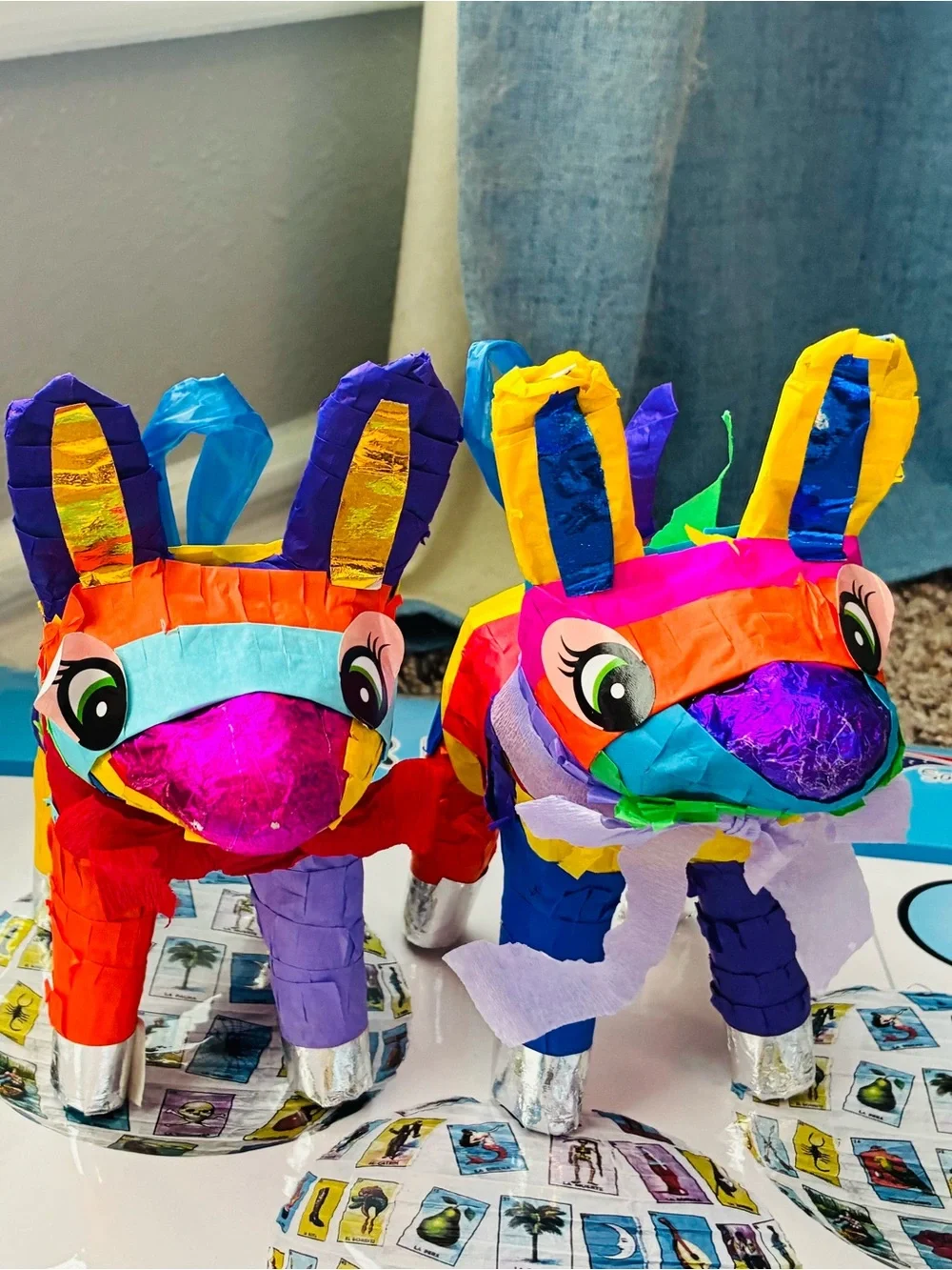 Colorful Mini Piñata Pair - Rainbow Fiesta Decor